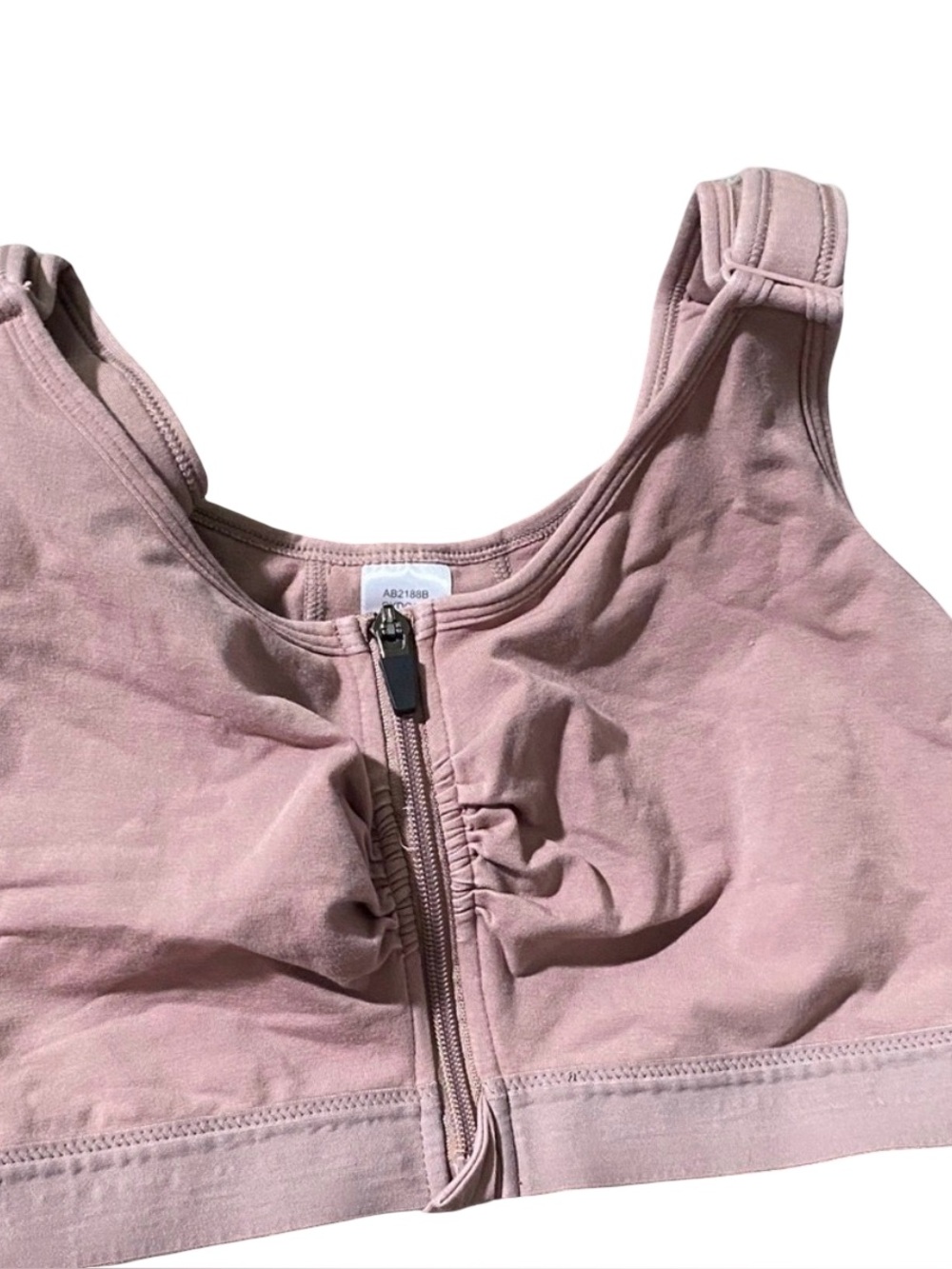 Front-Zip Support Bra in Dusty Rose - Unbranded